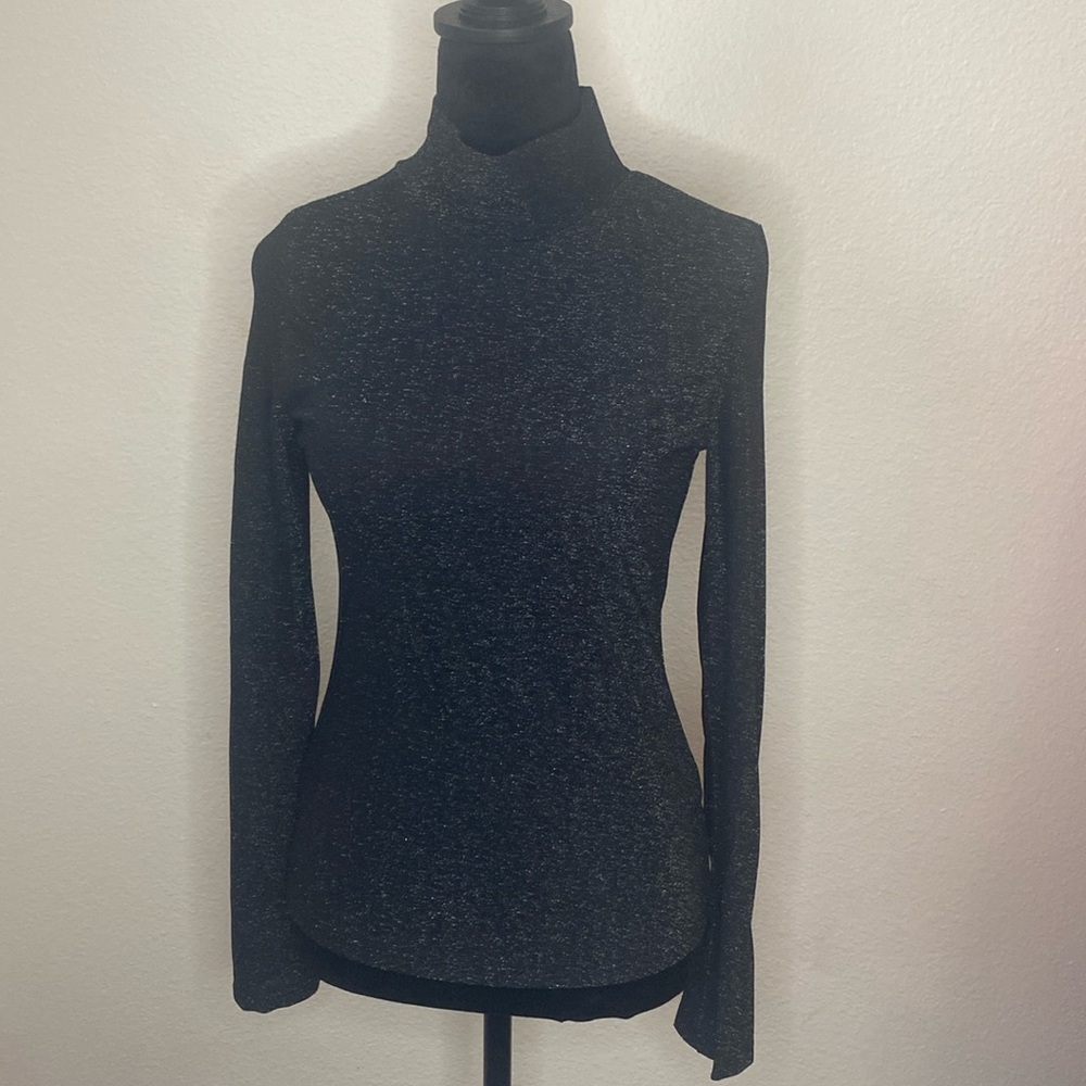 Super cute black long sleeve sparkly high neck shirt
